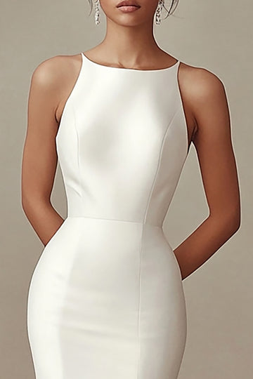 Mermaid Bateau Long Ivory Engagement Dress